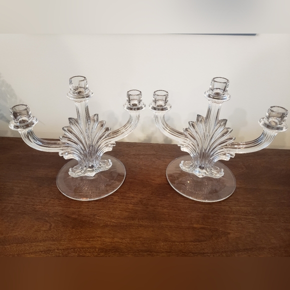 Set of 2 Fostoria Crystal Candleabras - Picture 4 of 14